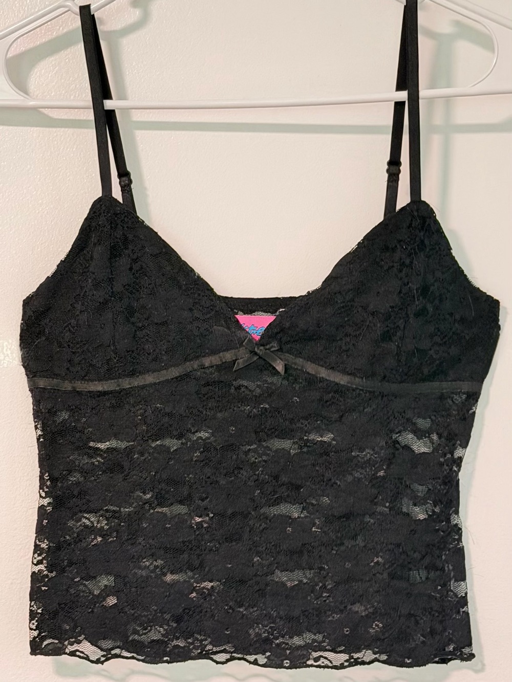 Black Lace Camisole Tank w/Bow Accent